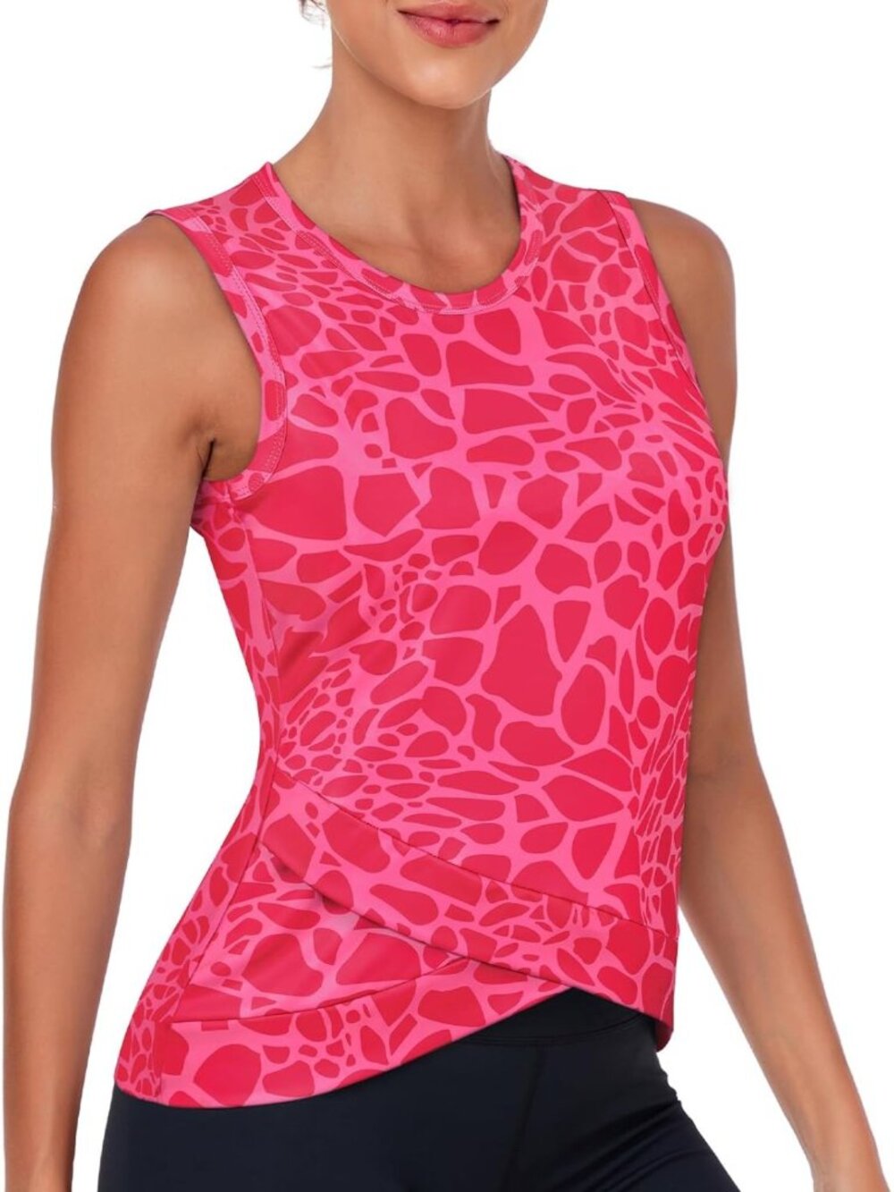 Crossover Hem Crop Tank Top for Women | Workout, Yoga & Athletic Shirt